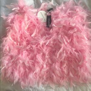 Boohoo Pink Feathered Skirt